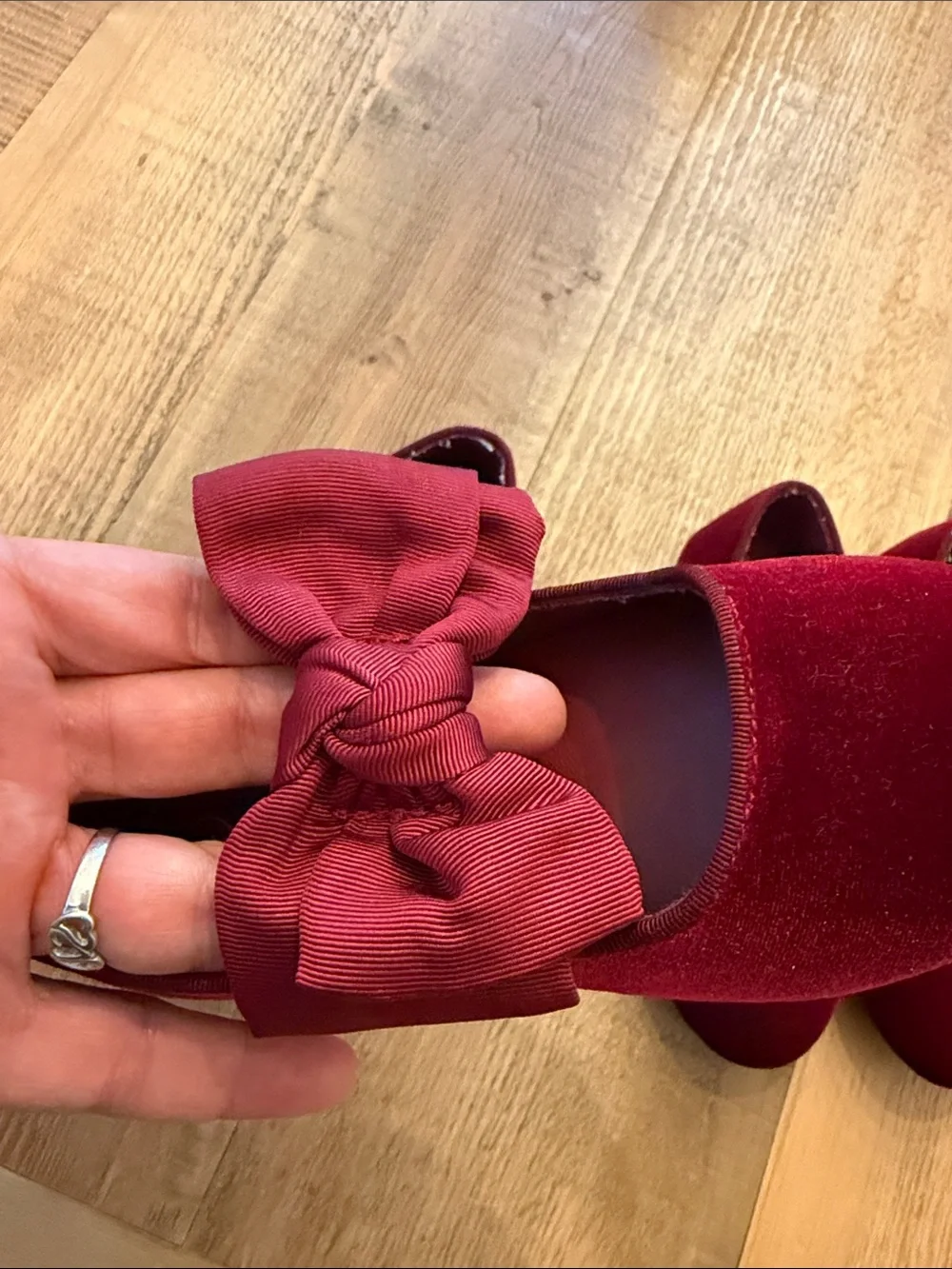 Cat & Jack Burgundy Velvet Bow Mary Janes